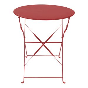 3-piece bistro dining table set, metal, foldable, terracotta color, 60x71 cm