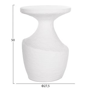 Set of two tables Santorini Rebon Hm21137.02 fiber cement in white -- φ40cm and φ27.5cm