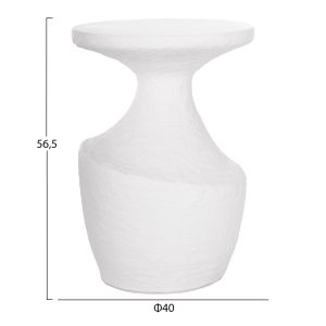 Set of two tables Santorini Rebon Hm21137.02 fiber cement in white -- φ40cm and φ27.5cm