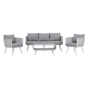 Sofa set 4 pieces aluminum and rattan in white Hm5282,12-living-garden