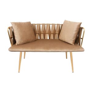 Sofa and chair set 3 pcs in metal frame with beige fabric