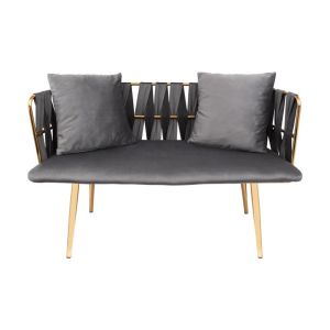 Sofa and chair set 3 pcs set in metal frame with gray fabric