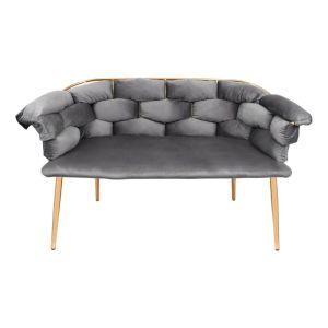 Sofa set 3 pcs in metal frame with gray fabric