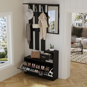 Hallway set with mirror Gorn, melamine wine Hm2473,02 90x24x190cm