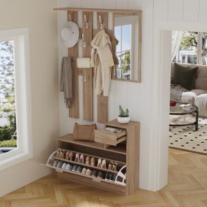 Hallway set with mirror Gorn, melamine sonoma Hm2473,01 90x24x190cm