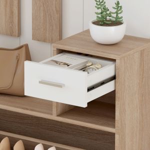 Hallway set with mirror Gorn, melamine sonoma-white Hm2473,04 90x24x190cm
