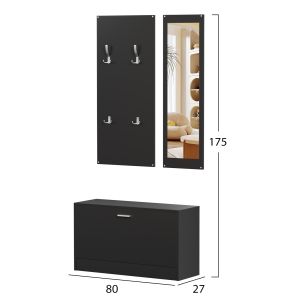 Hallway set with mirror Vern Hm2476.02 melamine in wenge 80x27x175hcm.