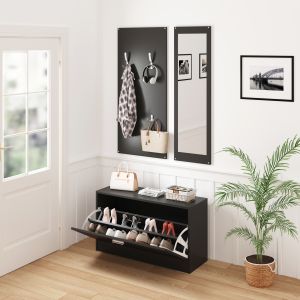 Hallway set with mirror Vern Hm2476.02 melamine in wenge 80x27x175hcm.