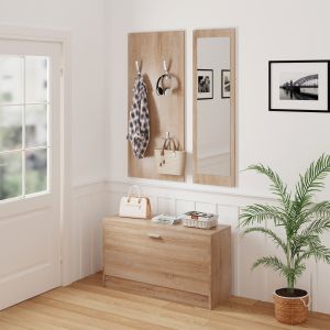 Hallway set with mirror Vern, melamine sonoma Hm2476,01 80x27x175cm