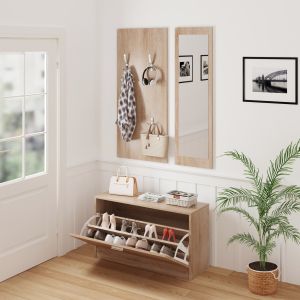 Hallway set with mirror Vern, melamine sonoma Hm2476,01 80x27x175cm