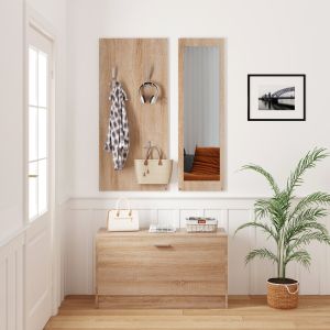 Hallway set with mirror Vern, melamine sonoma Hm2476,01 80x27x175cm