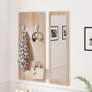 Hallway set with mirror Vern, melamine sonoma-white Hm2476,04 80x27x175cm