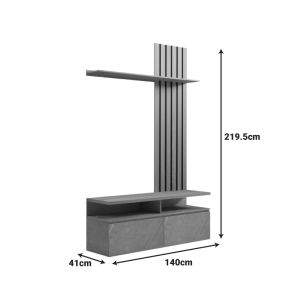 Perlento living room set in beige marble look and sonoma color 140x41x219.5cm