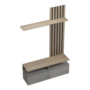 Perlento living room set in beige marble look and sonoma color 140x41x219.5cm