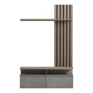 Perlento living room set in beige marble look and sonoma color 140x41x219.5cm