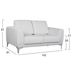 Kenzie 2 Piece Living Room Set with White Pu ,02, Hm11284
