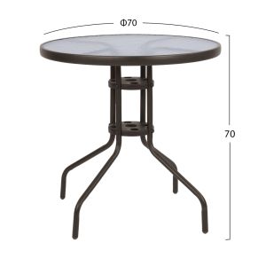 Outdoor dining set 3 pieces brown metal-safety glass-brown textile Hm10712