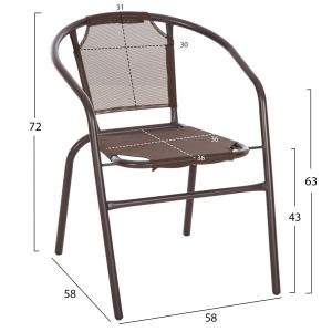Outdoor dining set 3 pieces brown metal-safety glass-brown textile Hm10712