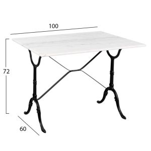 Outdoor dining set 5 pieces metal-cast iron-white marble Hm11874