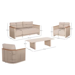 Garden set 4 pieces, Eternity series, Sm6173.01, ivory color, aluminum sintered stone