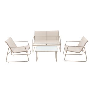 LIVING ROOM VERANDA SET MADE OF TEXTILE AND METAL IN WHITE COLOR