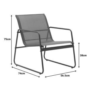 LIVING ROOM VERANDA SET MADE OF TEXTILE AND METAL IN ANTHRACITE COLOR