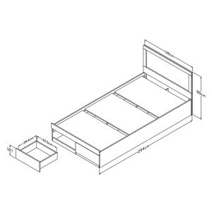 Olympus Sonoma bedroom set with bed 100x200 cm, 3 pieces