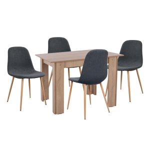 Dining room set 5 pieces Kelvin Hm21116 table with metal chairs with fabric in dark gray