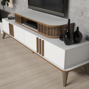 Living room set Hm11848.03 of 2 pieces made of melamine - TV cabinet and coffee table walnut/white color