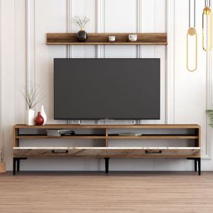 Living room set Hm11855,02 of 2 pieces made of melamine - TV cabinet and coffee table color white/walnut Marble Look