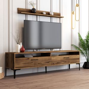 Living room set Hm11856.01 of 2 pieces made of melamine - TV cabinet and coffee table walnut color