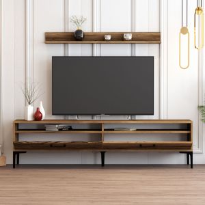 Living room set Hm11856.01 of 2 pieces made of melamine - TV cabinet and coffee table walnut color