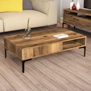 Living room set Hm11856.01 of 2 pieces made of melamine - TV cabinet and coffee table walnut color