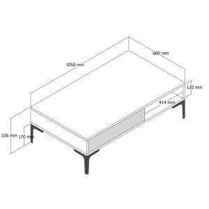 Living room set Hm11856.02 of 2 pieces made of melamine - TV cabinet and coffee table walnut/anthracite color