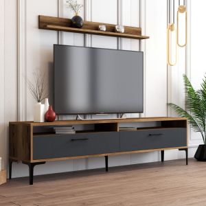 Living room set Hm11856.02 of 2 pieces made of melamine - TV cabinet and coffee table walnut/anthracite color