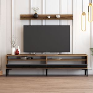 Living room set Hm11856.02 of 2 pieces made of melamine - TV cabinet and coffee table walnut/anthracite color