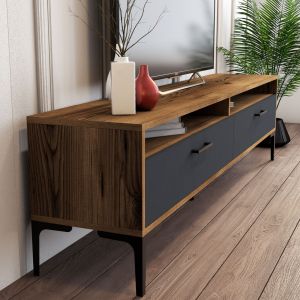 Living room set Hm11856.02 of 2 pieces made of melamine - TV cabinet and coffee table walnut/anthracite color