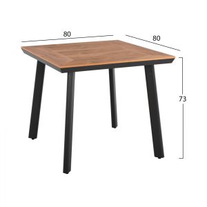 Dining set 3 pieces charcoal table 80x80 and chair with rope Hm11537,02