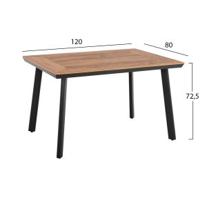 Dining set 5 pieces charcoal table 120x80 and chair with rope Hm11535,02