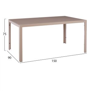 Dining set 7 pieces cappuccino table 150x90 charcoal gray chairs with rope Hm11501