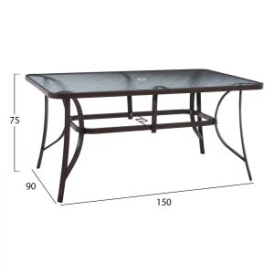Dining set 7 pieces table 150x90 folding brown chair Hm11489