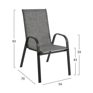 Dining set 7 pieces gray table 150x90 and chair with gray textile Hm11520,01