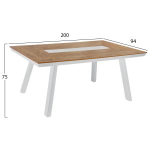 7-piece dining set with polywood table 200x94 white chairs Hm11425