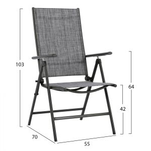 Dining set 7 pieces gray table 150x90 and folding chair Hm11531,01