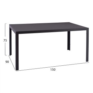 Dining set 7 pieces gray table 150x90 and chair with rope Hm11525,01