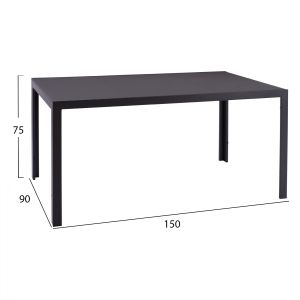 Dining set 7 pieces gray table 150x90 and gray chair with cushion Hm11521,01