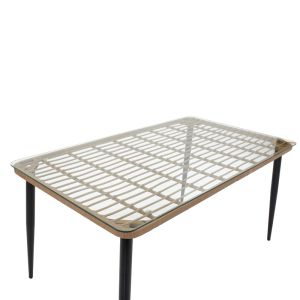 Комплект за хранене Naoki A 5 части естествен ратан-черен метал-стъкло 160x90x78cm
