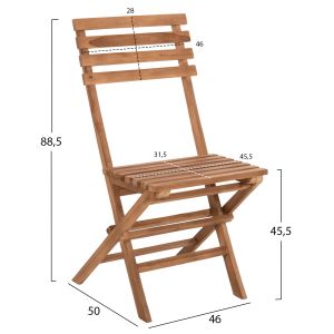 Outdoor dining set 3 pieces Kendyr Hm9907 solid teak wood-natural 46x50x88.5h