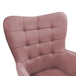 Комплект кресло с табуретка Maddison плюш пепел от рози 68x72x98cm