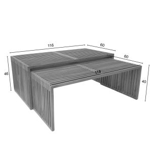 Tinnie table set of 2 teak in natural shade